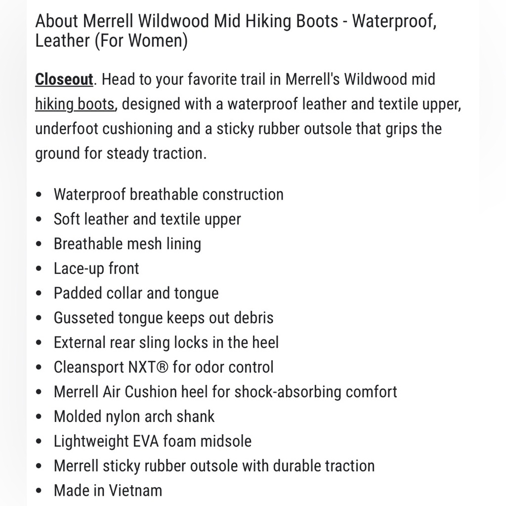 Merrell Wildwood Mid Leather Waterproof Hiking Boots - Picture 5 of 5